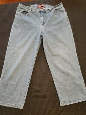 Gloria Vanderbilt Cropped Jeans Light Wash Embroidered Swan Size 12 Vintage